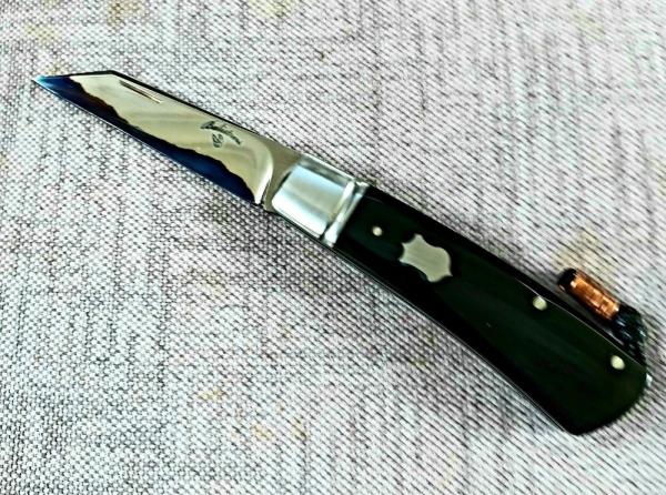 Vincenzo Balistreri Buffalo Horn Native Slipjoint..3.75..San Mai..Lanyard..bead...fluted bolsters 