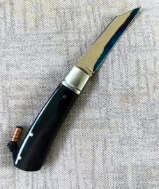 Vincenzo Balistreri Buffalo Horn Native Slipjoint..3.75..San Mai..Lanyard..bead...fluted bolsters 