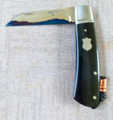 Vincenzo Balistreri Buffalo Horn Native Slipjoint..3.75..San Mai..Lanyard..bead...fluted bolsters 