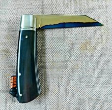 Vincenzo Balistreri Buffalo Horn Native Slipjoint..3.75..San Mai..Lanyard..bead...fluted bolsters 