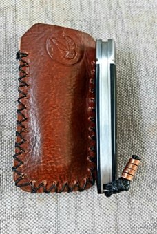 Vincenzo Balistreri Buffalo Horn Native Slipjoint..3.75..San Mai..Lanyard..bead...fluted bolsters 