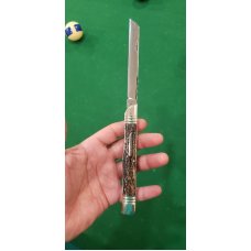 5 18quot Big Custom Made Pocket Knife with Filework on the Blade Nice Stag