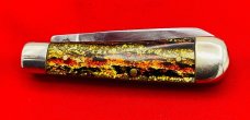 FIGHT’N ROOSTER “Sunday Size” Trapper Jack Pocket Knife Antique Christmas Tree Scales 2nd Gen