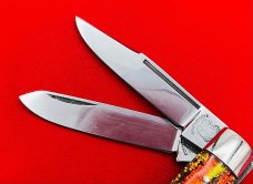 FIGHT’N ROOSTER “Sunday Size” Trapper Jack Pocket Knife Antique Christmas Tree Scales 2nd Gen