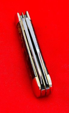 FIGHT’N ROOSTER “Sunday Size” Trapper Jack Pocket Knife Antique Christmas Tree Scales 2nd Gen