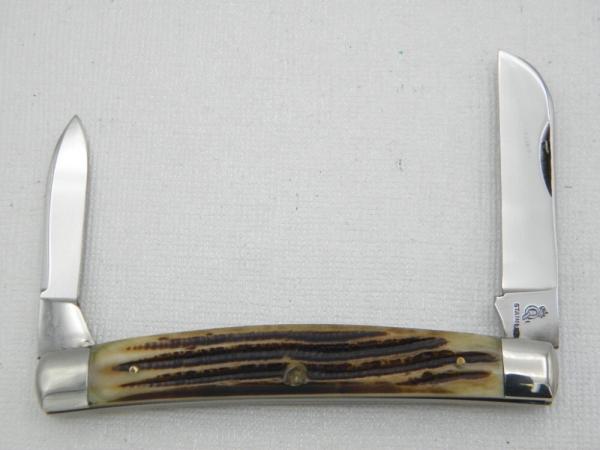Queen Cutlery #15 half congress:  3 7/16” closed, early 1950s, genuine Winterbotton bone handles