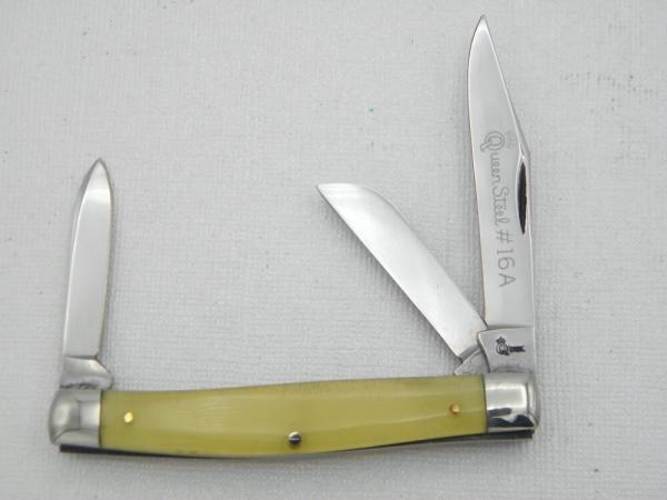 Queen Cutlery #16 Stockman, 1958 - 1960, 3 3/8” closed, amber  handles