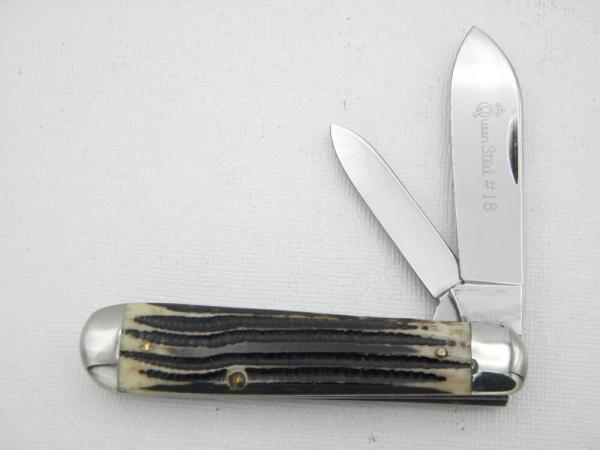 Queen Cutlery #18 Heavy Jack:  3 5/8” closed, 1960s , genuine Winterbotton bone handles