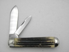 Queen Cutlery #18 Heavy Jack:  3 5/8” closed, 1960s , genuine Winterbotton bone handles