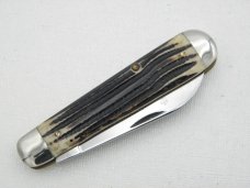 Queen Cutlery #18 Heavy Jack:  3 5/8” closed, 1960s , genuine Winterbotton bone handles