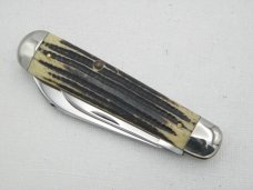 Queen Cutlery #18 Heavy Jack:  3 5/8” closed, 1960s , genuine Winterbotton bone handles