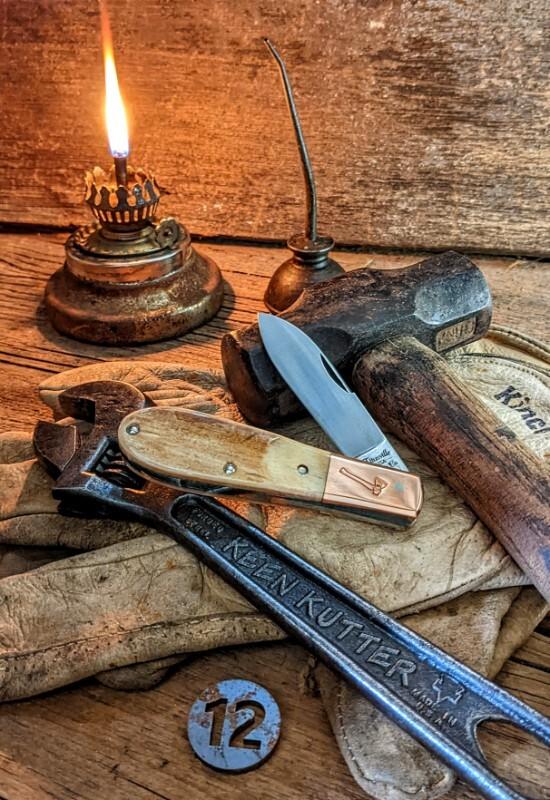 TITUSVILLE CUTLERY -AMERICAN REDSMITH SERIES- Old Man Norman Barlow - Mammoth Bark Ivory Handles-12 TITUSVILLE CUTLERY -AMERICAN REDSMITH SERIES- Old Man Norman Barlow - Mammoth Bark Ivory Handles-12