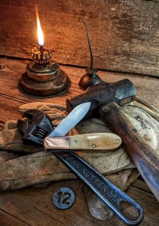 TITUSVILLE CUTLERY -AMERICAN REDSMITH SERIES- Old Man Norman Barlow - Mammoth Bark Ivory Handles-12
