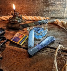 Excelsior Knife Company - THE KRAKEN - Purple Box Elder Burl Handles - JSR Frontier Knives Exclusive