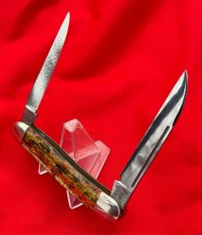 FIGHT'N ROOSTER 2-Blade Hawbaker Jack Folding Pocket Knife Christmas Tree Scales 2nd Gen MINT