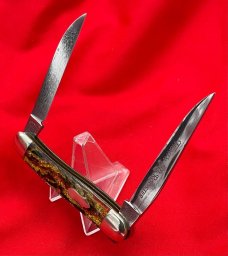 FIGHT'N ROOSTER 2-Blade Hawbaker Jack Folding Pocket Knife Christmas Tree Scales 2nd Gen MINT