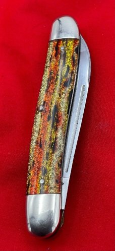 FIGHT'N ROOSTER 2-Blade Hawbaker Jack Folding Pocket Knife Christmas Tree Scales 2nd Gen MINT