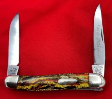 FIGHT'N ROOSTER 2-Blade Hawbaker Jack Folding Pocket Knife Christmas Tree Scales 2nd Gen MINT