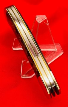 FIGHT’N ROOSTER 2-Blade Bar Style Trapper Pocket Knife Antique Christmas Tree Scales 2nd Gen 1982-94