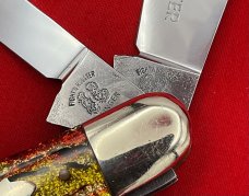 FIGHT’N ROOSTER 2-Blade Bar Style Trapper Pocket Knife Antique Christmas Tree Scales 2nd Gen 1982-94