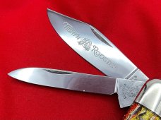 FIGHT’N ROOSTER 2-Blade Bar Style Trapper Pocket Knife Antique Christmas Tree Scales 2nd Gen 1982-94