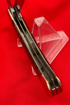 FIGHT’N ROOSTER 2-Blade Bar Style Trapper Pocket Knife Antique Christmas Tree Scales 2nd Gen 1982-94