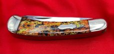 FIGHT’N ROOSTER 2-Blade Bar Style Trapper Pocket Knife Christmas Tree Scales Skinner/Spey Version