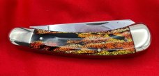 FIGHT’N ROOSTER 2-Blade Bar Style Trapper Pocket Knife Christmas Tree Scales Skinner/Spey Version