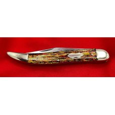 FIGHT’N ROOSTER 2-Blade Texas Toothpick Folding Pocket Knife w/Christmas Tree Scales MINT 2nd Gen