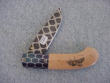 STUNNING! Jim Downs, Powell, Ohio, Damascus Mastadon Ivory Scrimshaw Worked Liners, Linerlock Folder