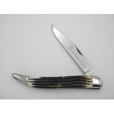Queen Cutlery #20 Texas Tooth Pick Winterbottom bone: 5” closed, 1958 - 1960, etched blade, Q STEEL