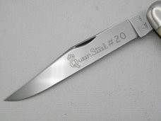 Queen Cutlery #20 Texas Tooth Pick Winterbottom bone:  5” closed, 1958 - 1960, etched blade, Q STEEL