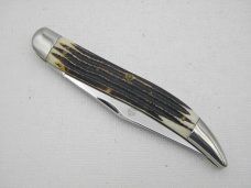 Queen Cutlery #20 Texas Tooth Pick Winterbottom bone:  5” closed, 1958 - 1960, etched blade, Q STEEL