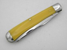 Queen Cutlery #19A  Amber Handled Trapper:  4 1/8” closed, circa 1960s, Q STEEL, amber handles