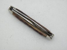 Queen Cutlery #14 peanut jack with Rogers Bone handles:  2 3/8” closed, circa 1956, stainless steel 