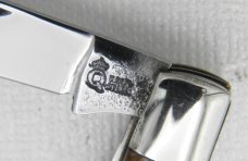Queen Cutlery #14 peanut jack with Rogers Bone handles:  2 3/8” closed, circa 1956, stainless steel 