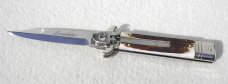 NEW AKC ITALIAN LEVERLETTO 8" GENUINE STAG WITH NEW MODIFIED BAYONET BLADE NICKEL SILVER BOLSTERS 