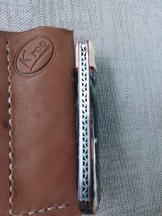 K'roo Raven Custom..3.75"..Black Kudu bone..Tusk Ivory Bolsters rwl34. Filework.Xtra spacers..liners