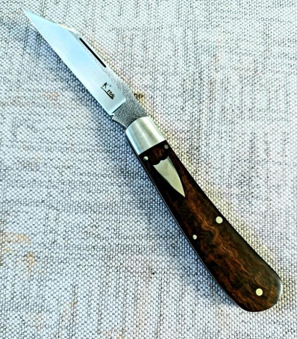 K'roo PROTOTYPE Rhino..Swayback Native..Zebrawood..3.75" closed..N690 ..brut de force look..coa/slip