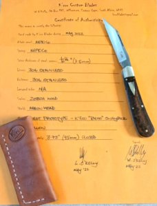 K'roo PROTOTYPE Rhino..Swayback Native..Zebrawood..3.75" closed..N690 ..brut de force look..coa/slip