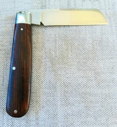 T A Davison Custom Swayback Lambsfoot..3 7/8"..Desert Ironwood...Ctshp steel..jeweled liners..SWEDGE
