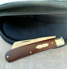 T A Davison Custom Swayback Lambsfoot..3 7/8"..Desert Ironwood...Ctshp steel..jeweled liners..SWEDGE