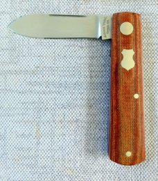 Adam Vigil Shadow Spear Barlow..3.5"..Cpm154..Crosscut Micarta scales...with maker's gift pouch 