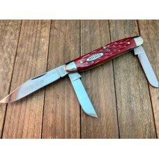 Robeson Shuredge by Queen Stockman Strawberry Red Jigged Bone 1999 Chip on Front Handle