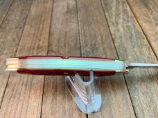Robeson Shuredge by Queen Stockman Strawberry Red Jigged Bone 1999  Chip on Front Handle