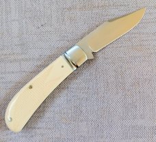 DrT. David Taber, checkered Ivory Lanny Clip..Cpm154 at 4" closed..Comes with all swag shown 