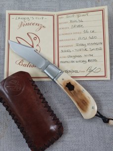 Vincenzo Balistreri Mammoth Ivory Lanny.. Turtle shell shield..ivory bead...Jimping...Coa/Slip