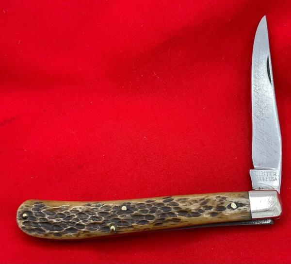 Vintage ULSTER KNIFE USA 1-Blade Slim Crooked Jack Folding Pocket Knife Bone Scales (Repair) Vintage ULSTER KNIFE USA 1-Blade Slim Crooked Jack Folding Pocket Knife Bone Scales (Repair)
