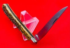 Vintage ULSTER KNIFE USA 1-Blade Slim Crooked Jack Folding Pocket Knife Bone Scales (Repair)
