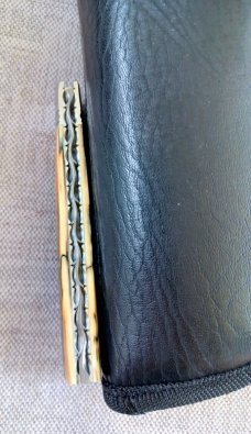 David R. Davis Mammoth ivory Damascus Swayback,closed 4.25" ..fluted...vine filework..MOP shield 
